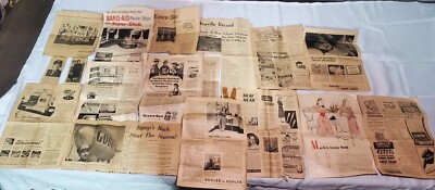 Vintage Lot of Newspaper Ephemera 1940s-1950s Advertisements article 
