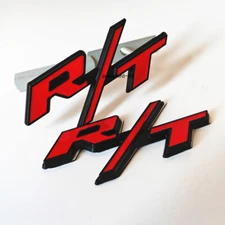 2X OEM For RT Front Grill Emblem Black Red R/T Trunk Rear Stickers Car Badges