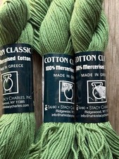 Lot of 6 Tahki Imports Ltd Cotton Classic Yarn, Leaf Green