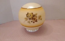 Vintage Glass Globe Hand Painted Floral Light Lamp Shade  7-8"H