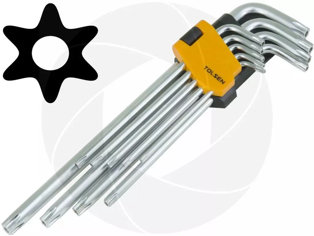 9pcs Extra Long Arm Torx Hex Key Set Star with Shaft Pin Slot
