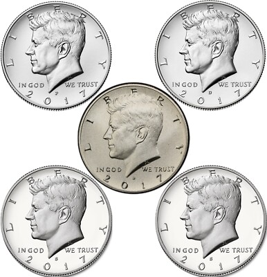 2017 P D S S S, Enhanced Uncirculated Silver Proof Kennedy Half Dollar JFK
