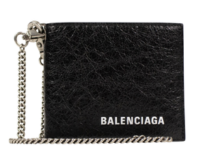 balenciaga leather wallet on chain