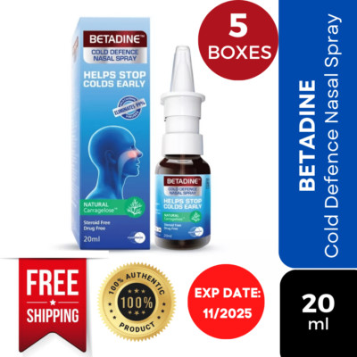 5X BETADINE 20ml Adult Cold Defence Nasal Spray Helps Stop Colds Early FREE SHIP