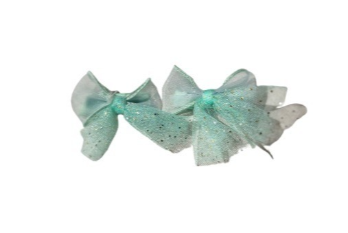 NEW 5cm Green 100% Polyester Net Bow Hair 3.5cm Fork Clip Slide Fashion