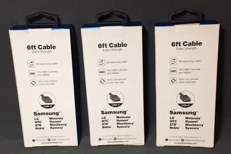 Lote de 3 cables de malla micro USB Just Wireless de 6 pies gris espacial para Samsung, LG, HTC Foto 4 de 4