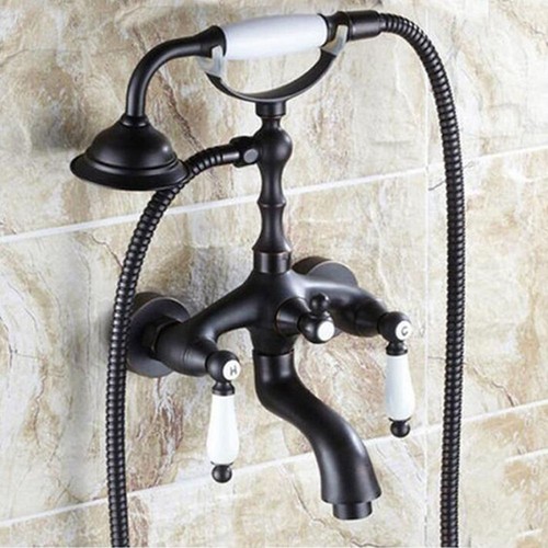 Deck Mount Bathtub Faucet Oil Rubbed Bronze Mixer Tap with Hand Shower Spray Set - Picture 3 of 7