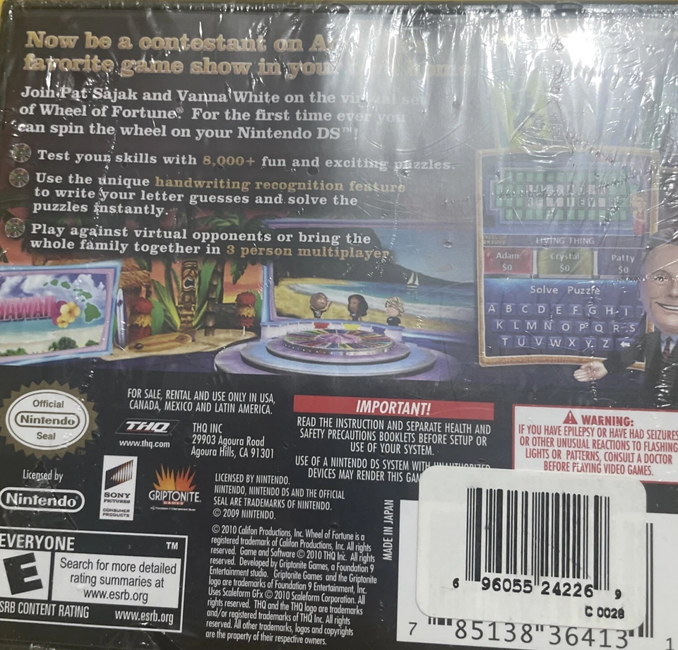 Wheel of Fortune Nintendo DS 2010 Word Puzzle Video Game Brand New - Image 3 of 3