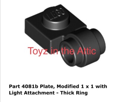 Lego 1x 4081b Black Plate, Modified 1 x 1 w/ Light Attachment Thick Ring 10497