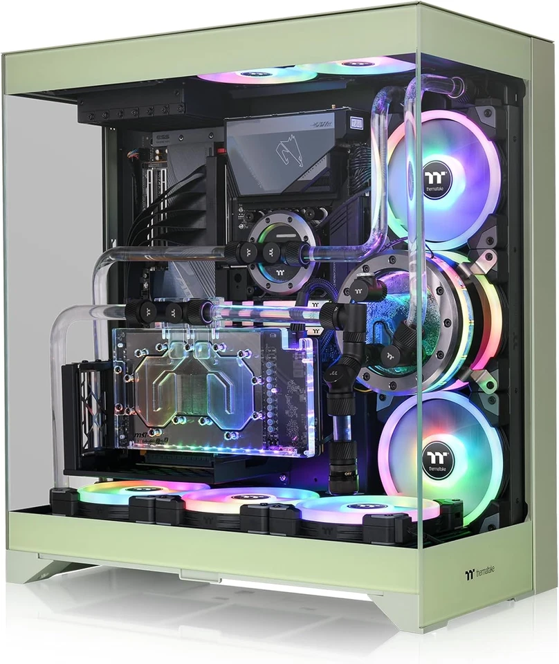 CTE E550 TG Matcha Green Mid Tower ATX Case; 3 Tempered Glass Panels; Hidden-Con - Image 2 of 4
