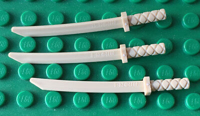 3 x LEGO Ninja Sword / Katana w/ Square Guard - Tan - Part 30173b - New ...