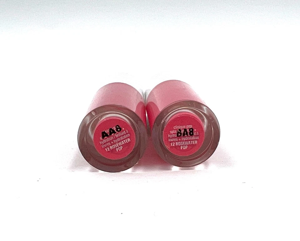 2 piezas: brillo de labios CLINIQUE + hidratación ~ 12 Rosewater Pop 1,5 ml * 2 = 3 ml ~ tamaño de viaje Foto 2 de 4