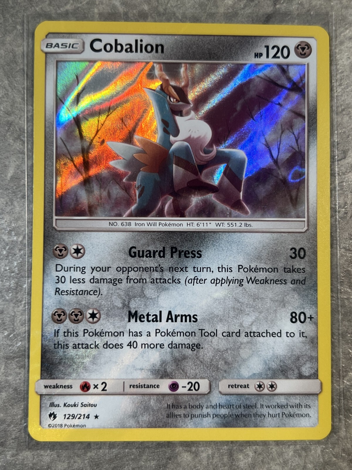 Cobalion 129/214 Pokemon TCG Sun Moon Sm-Lost Thunder Holo Rare (Light Play)