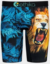 Ethika the Staple Roaring Lion Blue Ferns Colorful Boxer Briefs Men's NWT