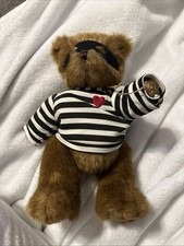 The Vermont Teddy Bear Company Jointed Brown Plush Bear 16" Black Shirt  Mask