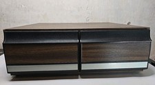 Vintage Video VHS Cassette Holder Storage Cabinet - Holds 22 Tapes Wood Grain