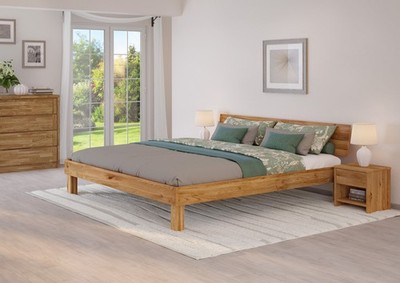 Großes Massivholzbett Holzbett Doppelbett 200x200 Eiche massiv geölt 