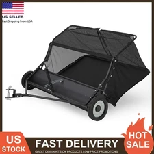 48" Tow Behind Lawn Sweeper 25 Cu. Ft. Leaf & Grass Collector Adjustable Height