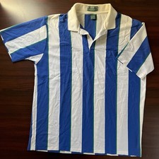 Vintage Munsingwear Polo 1980s Blue White Verticle Stripes Size XL USA Made
