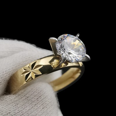 Womens Stainless Steel Crown Ring Natural Design Fashionable Jewelry Gift Ready