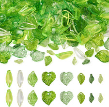 320 Pcs Green Acrylic Leaf Beads for Jewelry Making and Crafts