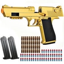 Toy Gun Gold Toy Pistol Shell Ejecting Soft Bullet Gun, Foam Pellet Toy Pisto...