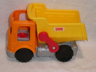Fisher Price Little People Construction Yellow Orange Dump Truck Sound Music New