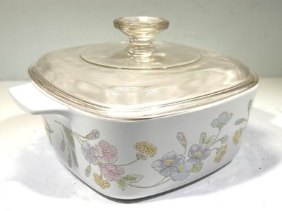 Corning Ware A-1 1/2-B Pastel Bouquet 1.5L Casserole Dish Pyrex Glass Lid A-7-C