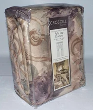 NEW CROSCILL Pole Top Drapery 82"X84" 2 Lined Panels/Tiebacks Amethyst Chambord
