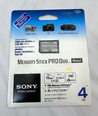 Sony 4GB Memory Stick Pro Duo Mark 2 MS-MT4G Sony Cybershot Sony 4GB Memory Stick Pro Duo Mark 2 MS-MT4G Sony Cybershot