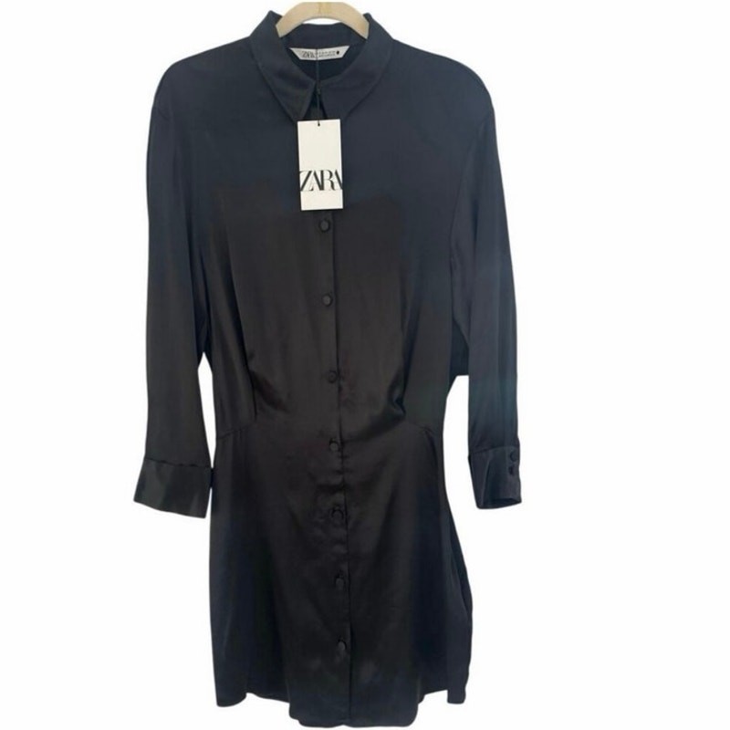 Zara Satin Button Down Dress NWT size M  thumbnail 5