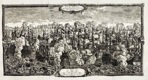 Öresund Øresund Naval battle Marine Sverige Sweden engraving Pufendorf 1697