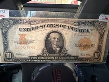 1922 $10 Gold Certificate Ten Dollars Michael Hillegas Circulated Note
