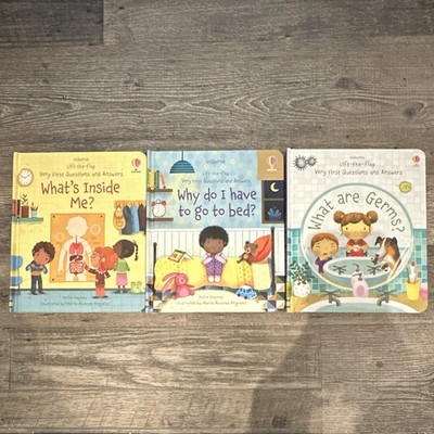 Usborne Lift-the-Flap Very First Q&A Lot 3 Board Books: Inside Me/Germs