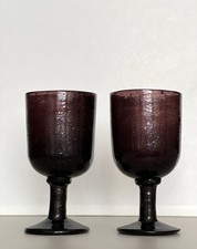 2 calici in vetro ametista bicchieri da vino STORICISMO 1850-1880 circa demolizione affilata