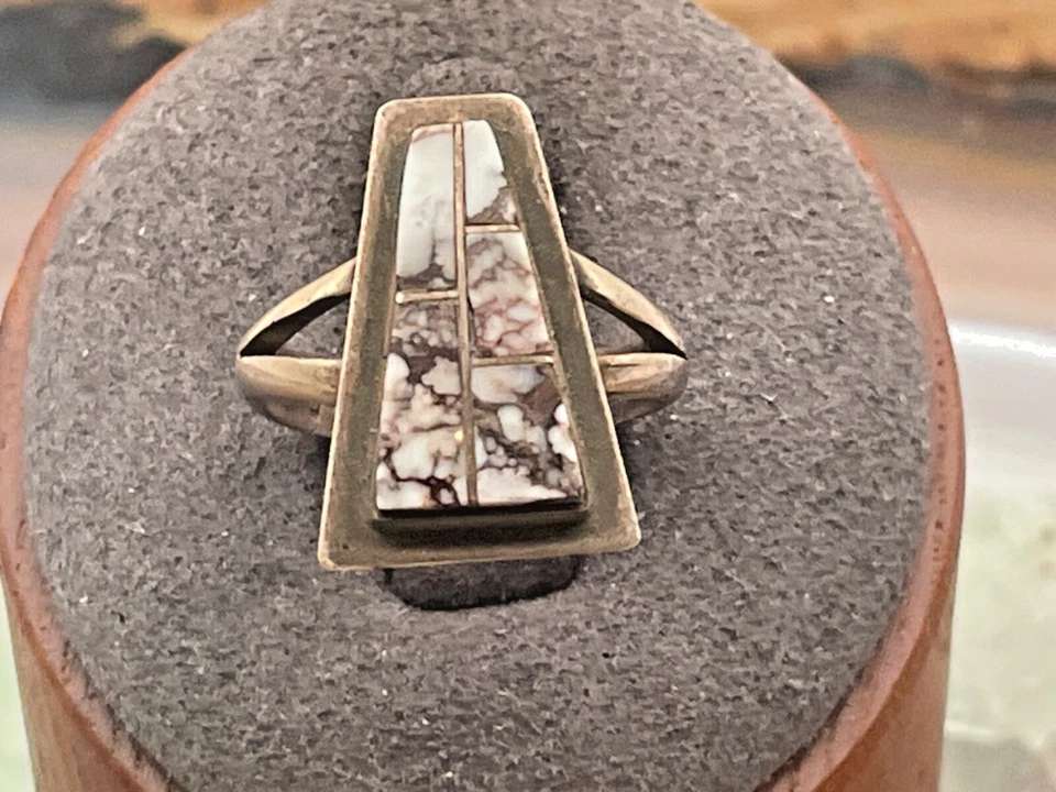 Anillo de colección JAY JAY Navajo Nativo Caballo Loco Jaspe Esterlina talla 5.5--284.25 Foto 2 de 4