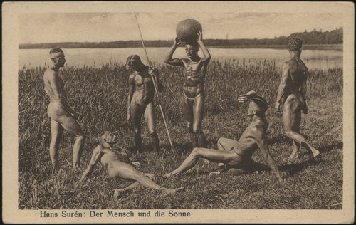 DEU. Used Gay Interest Postcard Hans Suren:  Man and the Sun Undated - Picture 1 of 2