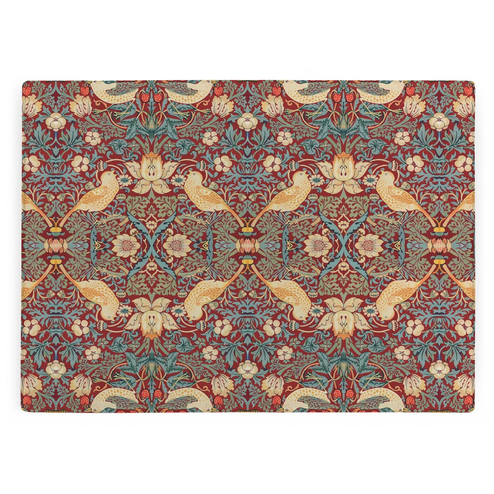 Red Strawberry Thief Glass Worktop Protector - William Morris Artwork Gifts