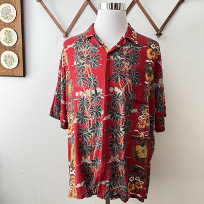 Pineapple Connection 90s Vintage Tropical Hawaiian Shirt Palm Tree Floral Men XL