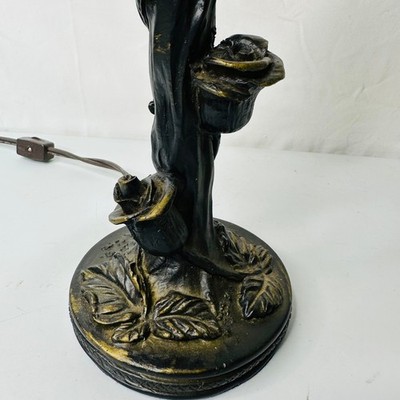 Stained Glass Cardinal Accent Lamp Red Bird Rose Branch Bronze Base 12.5''