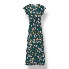 Flynn Skye Women's Ophilla Floral Ruffle Midi Dress XS Green Garden Girl