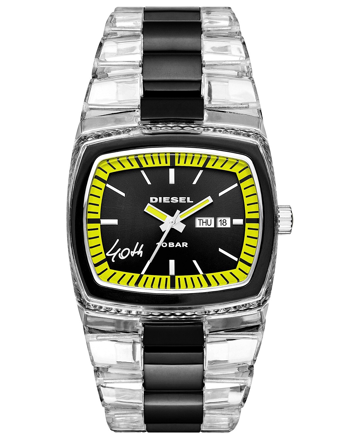 Diesel Men's Two-tone Black IP See-through 40th Anniversary DZ1879