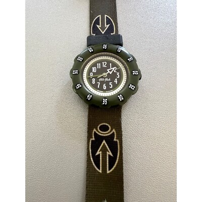 Flik Flak Green Watch Rotating Bezel As Is Not tested Parts Repair