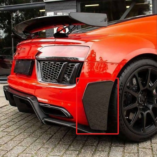 Se adapta a las aletas traseras parachoques para Audi R8 2016-2018 divisores ventilación patos labios carbono real - Imagen 4 de 6