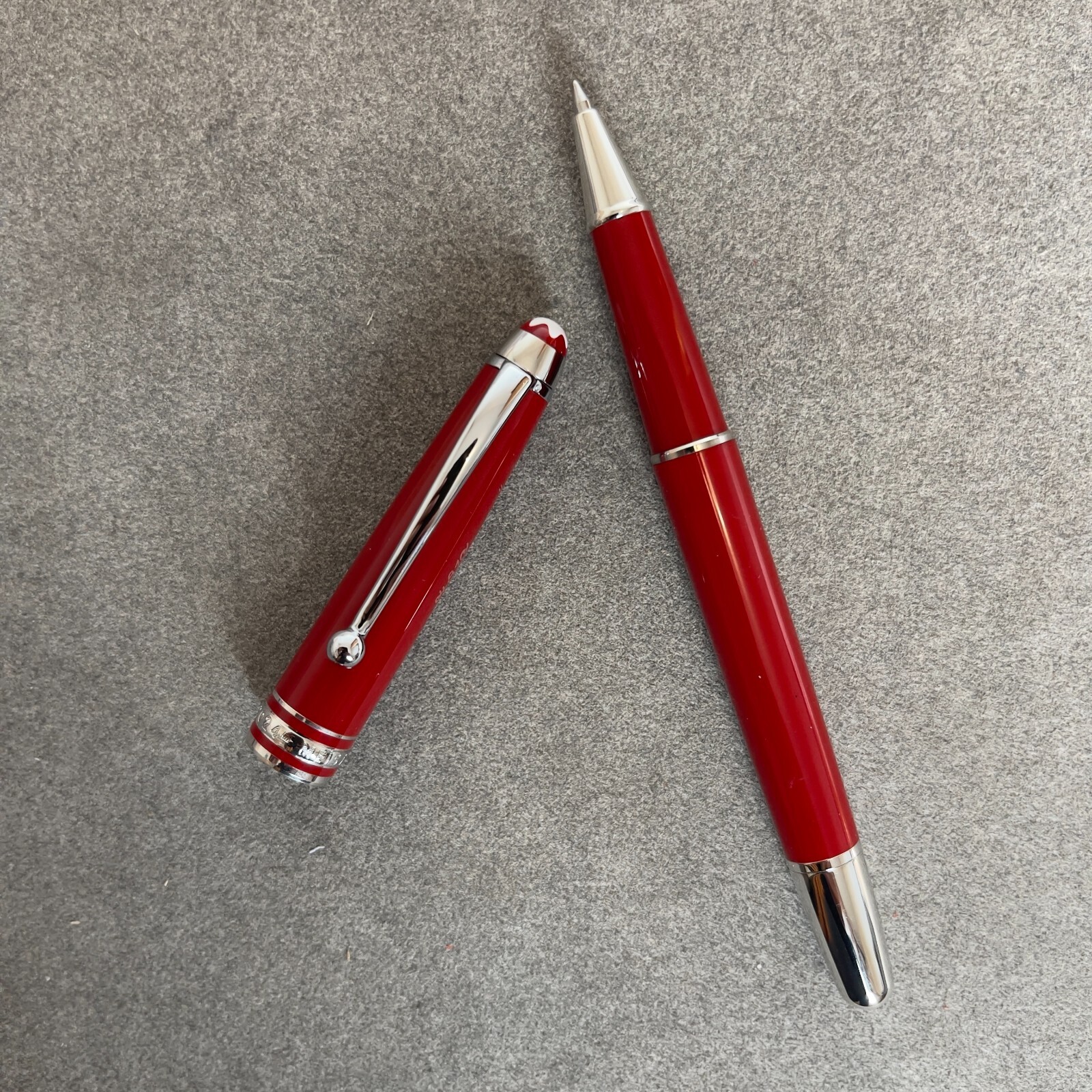 Deluxe Centenary Resin Series Red - Silver Color 0.7mm Rollerball Pen No Box