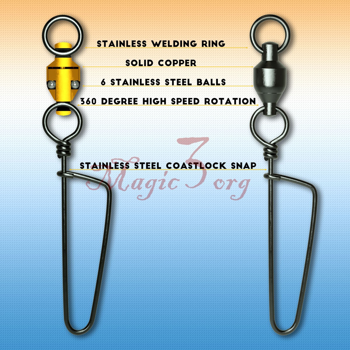 20~500 Swivels Snap Duo Coastlock Fishing Ball Bearing 3 Way Rolling Split  Ring | eBay
