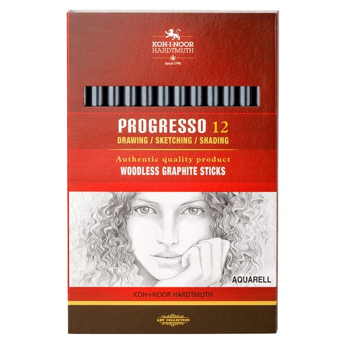 KOH-I-NOOR PROGRESSO WOODLESS GRAPHITE PENCILS - AQUARELL - 12 BOXED - 4B - Picture 3 of 6