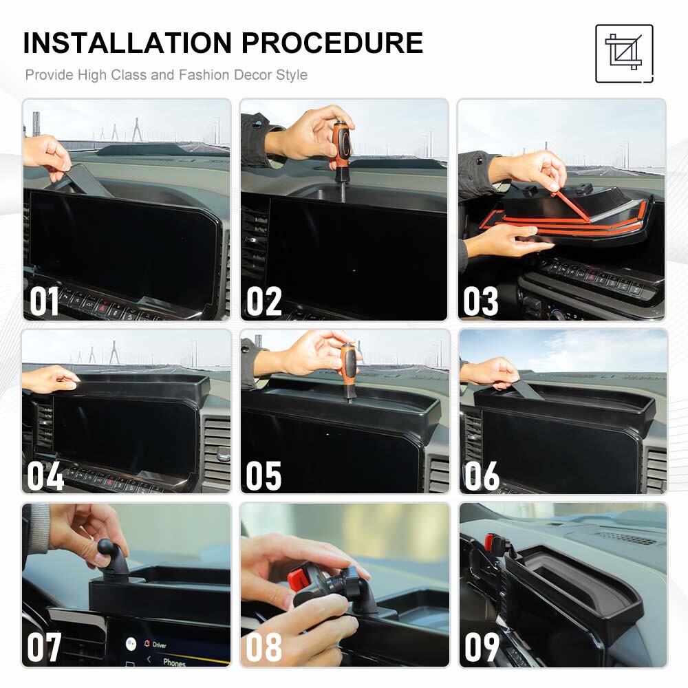 Center Dash Storage Box Tray w/Phone Holder Bracket For Chevy Silverado 2022 23+