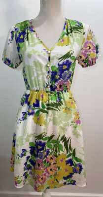 Francesca s Closet Birdcage Label Short Floral Sheath Dress Size Small Artsy Fun