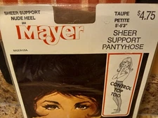 Mayer-Berkshire Pantyhose Control Top Sheer Support-NudeToe Taupe Petite 5'-5'3"